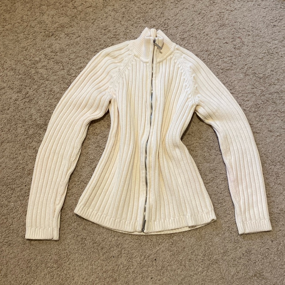 Talbots Ribbed Knit Zip-Up Sweater Size S